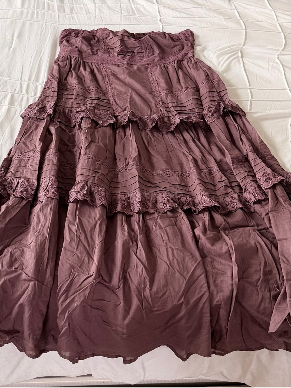BNWOT ASOS Tiered Maxi Skirt in Eggplant - Picture 1 of 2